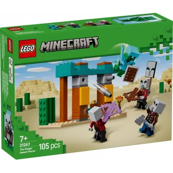 LEGO statybų rinkinys „The Illager Desert Patrol 21267“ – „Minecraft“ žaidimų rinkinys, 105 dalys, 4 minifigūrėlės, 80×60×110 mm