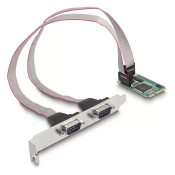 DeLOCK Mini PCIe kortelė pilno dydžio prie 2 x nuoseklioji RS-232 D-Sub 9 kontaktų