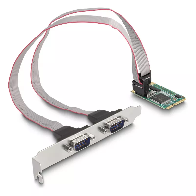 DeLOCK Mini PCIe kortelė pilno dydžio prie 2 x nuoseklioji RS-232 D-Sub 9 kontaktų