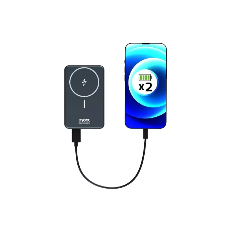 Port Designs 907005 belaidžio įkrovimo 10000 mAh išorinė baterija juoda