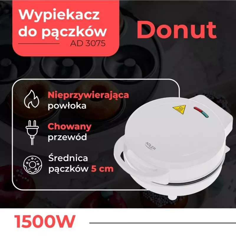 Adler spurgų keptuvė | AD 3075 | Spurgų keptuvė | 1500 W