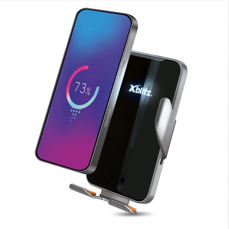 Xblitz FX4 Elegance automatinis automobilinis telefono laikiklis su belaidžiu įkrovimu, tvirtinamas prie ventiliacijos grotelių