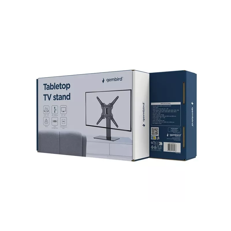 Gembird TVS-D55S-01 stalinis TV stovas (pasukamas), 23 - 55, juodas