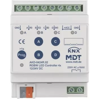 MDT AKD-0424R.02 LED valdiklis, RGBW, 4 kanalų, 4TE, REG (AKD-0424R.02)