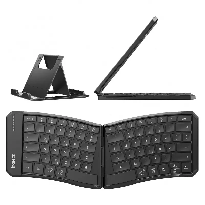 Inateck viso dydžio lenkta Bluetooth klaviatūra N0131 QWERTZ žirkliniai mygtukai juoda
