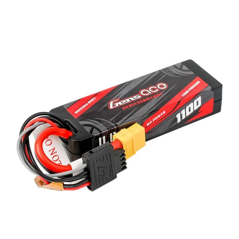 Lipo Gens ace G-Tech 1100mAh 11.1V 3S1P 60C GRP-76 Hardcase Battery su XT60 kištuku