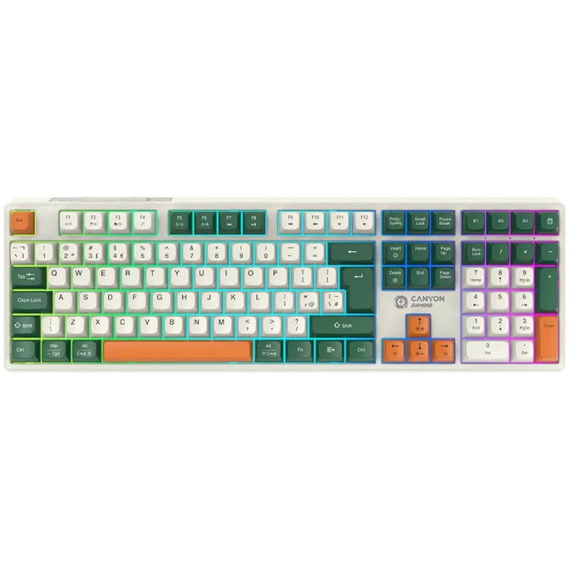 Mechaninė belaidė klaviatūra CANYON Shadder GKW-11 RGB White