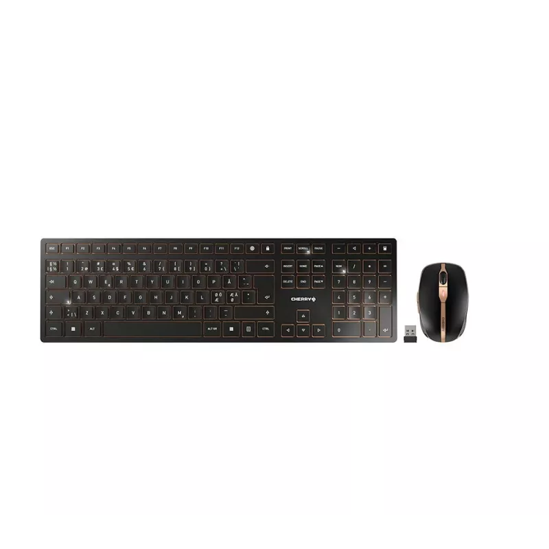 CHERRY DW 9100 SLIM klaviatūra Pelė įtraukta Universali RF Wireless + Bluetooth Nordic Juoda