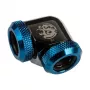 Adapter 90° BitsPower for 12mm AD Hardtube to 12mm AD Hardtube, blizgus juodas/mėlynas