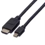 ROLINE - Vaizdo / garso kabelis - DisplayPort / HDMI - 32 AWG - Mini DisplayPort (V) - HDMI, 19 kontaktų (V) - 1 m - Ekranuotas - Juodas (11.04.5790)