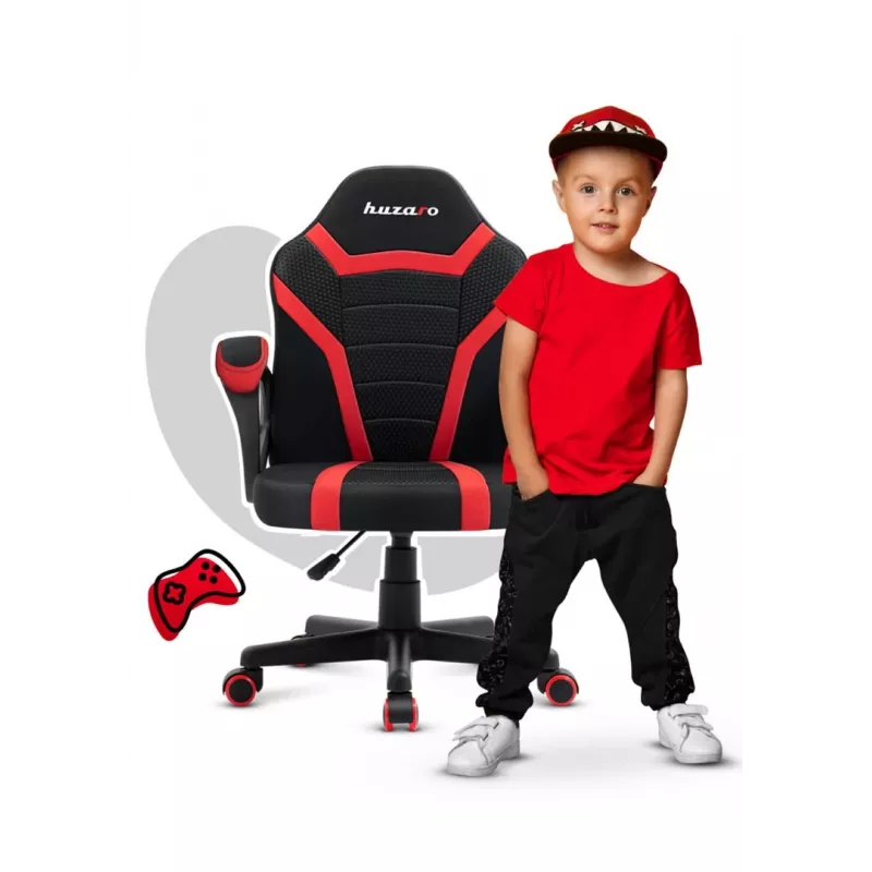 Vaikiška žaidimų kėdė Huzaro Ranger 1.0 Raudona Mesh, juoda, raudona