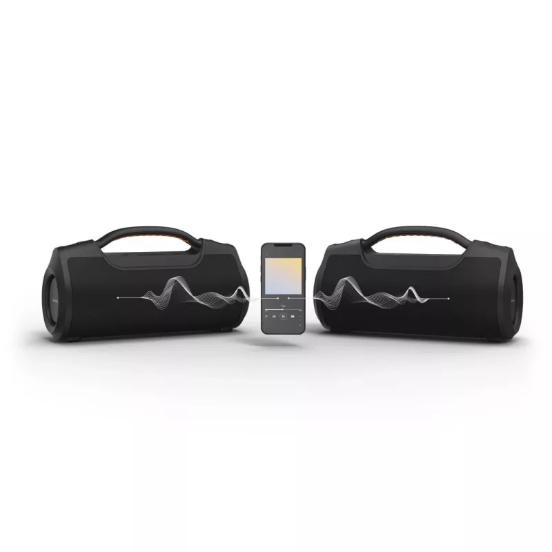 Soundbar HAMA Soundbarrel 2.0 juodas belaidis Bluetooth — kompaktiška 2.0 kanalų