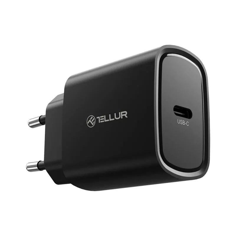 Tellur 20W USB-C PD sieninis įkroviklis, juodas