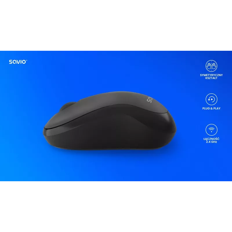 Belaidė pelė SAVIO MB-03, Bluetooth sąsaja, 1000 DPI, AA baterija, 99×60×39 mm, 51 g, imtuvas pridedamas