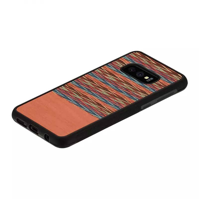 man and wood išmaniojo telefono dėklas, skirtas Galaxy S10e — rudas languotas su juodu apvadu