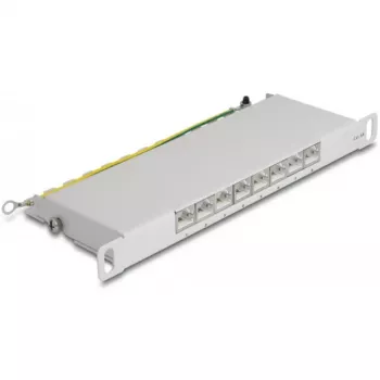 DeLOCK 10 colių pataisymo skydelis 8 prievadų Cat.6A 0,5U pilkas metalinis