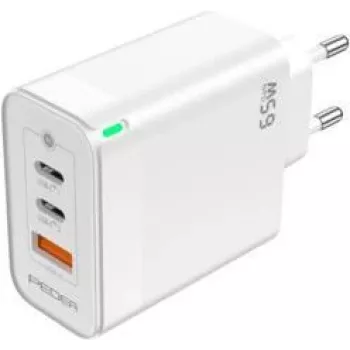 PEDEA Fast Charger„Triple“ 65W GaN USB-C PD USB-A Balta - Maitinimo šaltinis - USB Type C