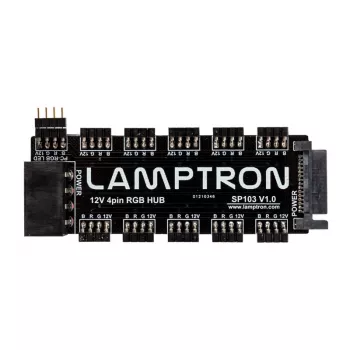 RGB šakotuvas Lamptron SP103 10x, skirtas Aura Sync, Fusion, Mystic — 10 kanalų RGB valdiklis