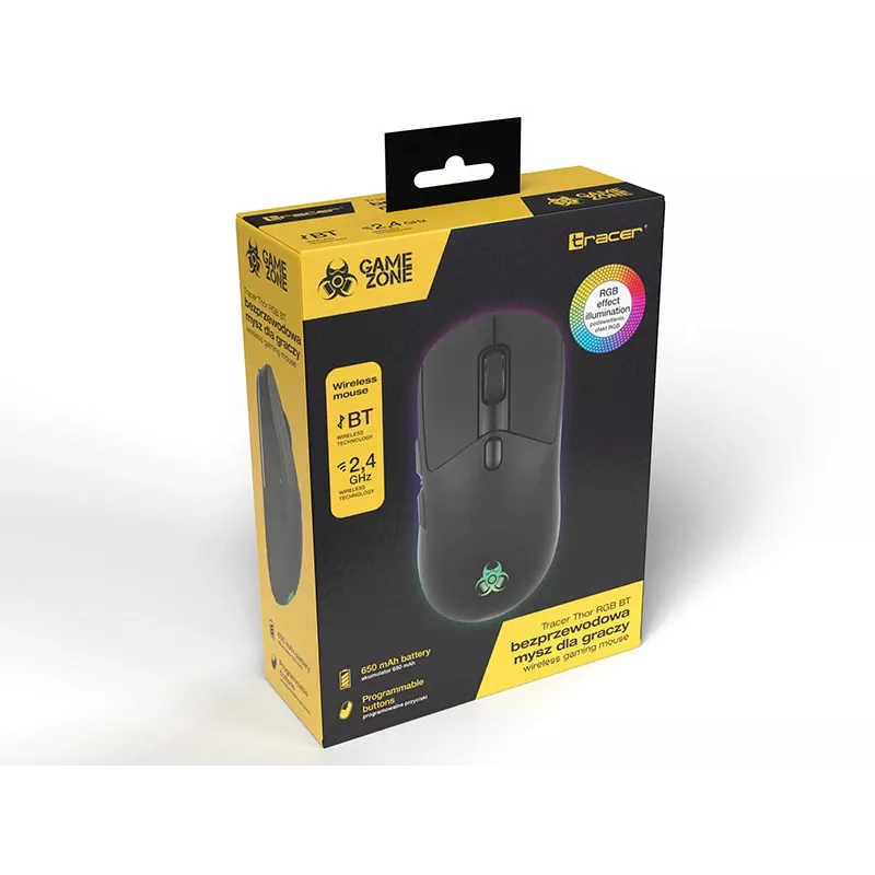 Žaidimų ausinės TRACER Gamezone Thor RGB BT Wireless Bluetooth, antausinės, integruotas mikrofonas