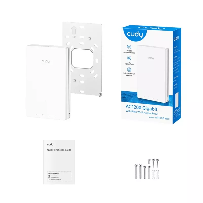 Cudy Wall Access Point AC1200 Gigabit, prieigos taškas