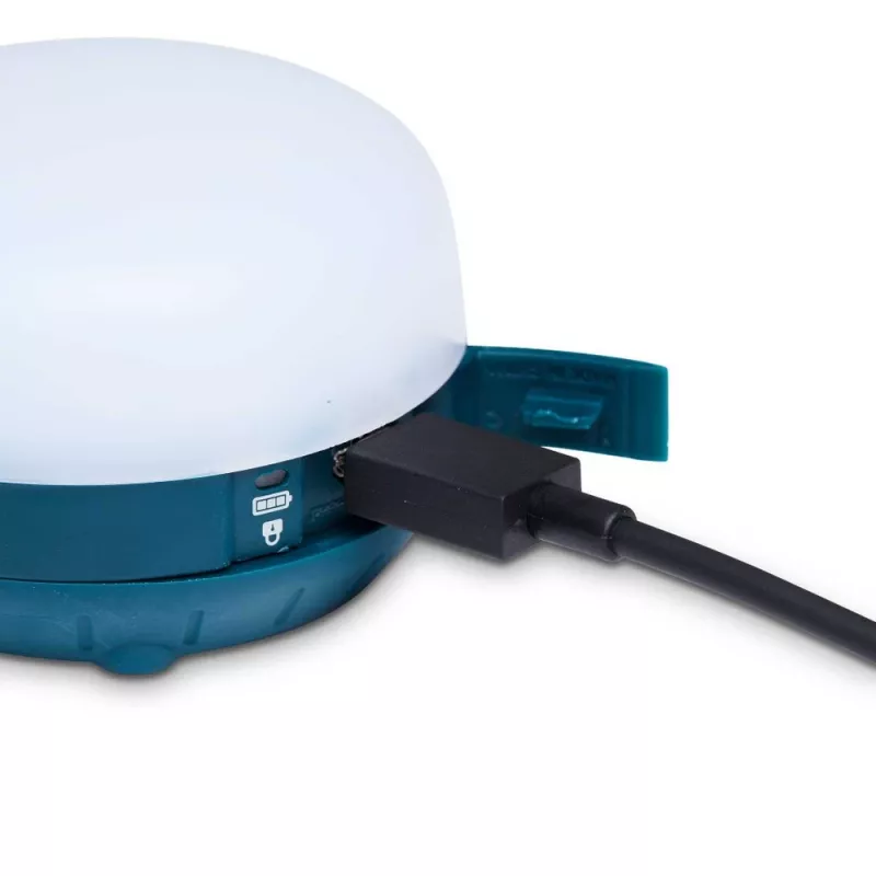 Juoda Diamond Moji R+ baterijomis maitinamas stovyklavimo žibintas su USB prievadu