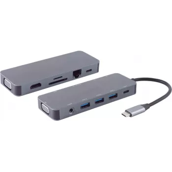 Laptop Dock S/CONN 14-05028 Wired USB 3.2 Gen 1 Type-C Pilka