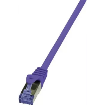 LogiLink CQ303VS RJ45 tinklo kabelis, jungiamasis kabelis CAT 6a S/FTP 1,00 m violetinis, antipireninis, be halogenų