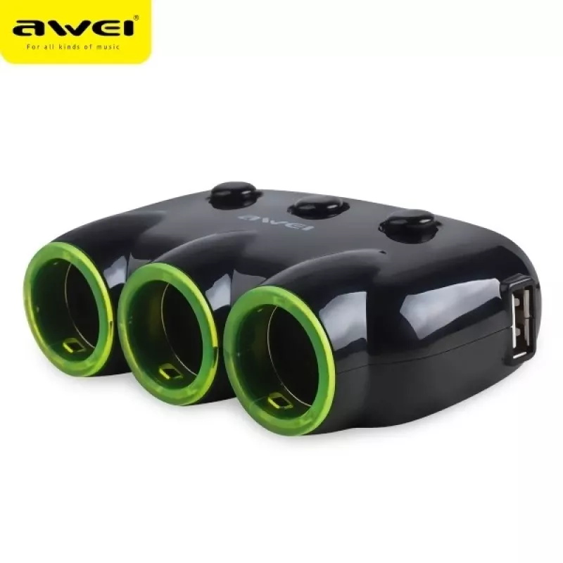 Automobilinio cigarečių degiklio adapteris Awei C-35 12V ir 24V maitinimo lizdams