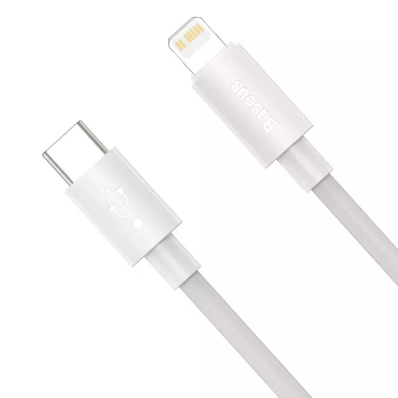 Baseus Simple Wisdom duomenų laido rinkinys USB-C į Lightning PD 20W (2 vnt./rinkinys) 1,5 m, baltas