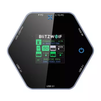 Doko stotelė BlitzWolf BW-TH16 8-in-1 USB 100W su išmaniuoju LCD ekranu