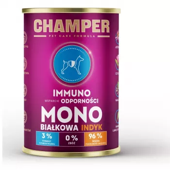 CHAMPER Immuno Monoprotein Turkey - šlapias šunų maistas - 400g