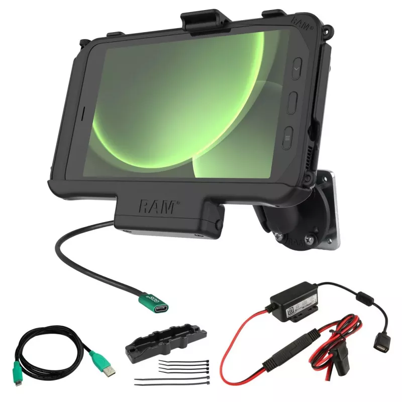 Ram Mounts RAM EZ-Roll'rT USB-C maitinamas laikiklis Samsung Tab Active5 (RAM-101-225B2-SAM60CP-V7CU)