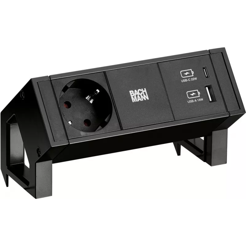 Bachmann DESK2 1x CEE7/3 USB A/C Charger Juoda (902.9109)