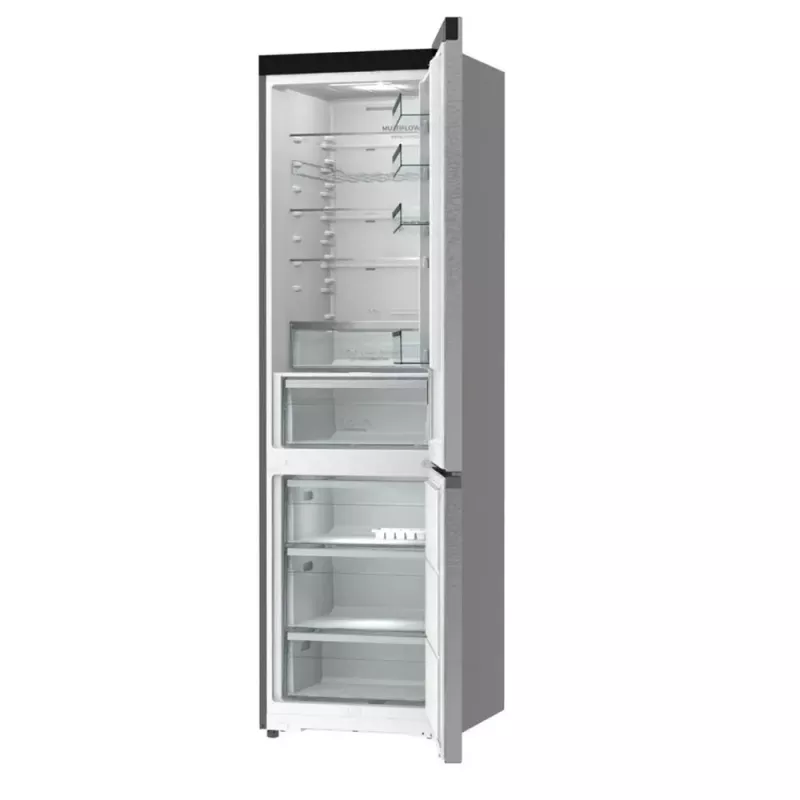 Šaldytuvas-šaldiklis Gorenje NRB620E61X4WFE, pastatomas, nerūdijantis plienas, bendra talpa 413 l, apatinis šaldiklis 130 l, NoFrost, LED ekranas