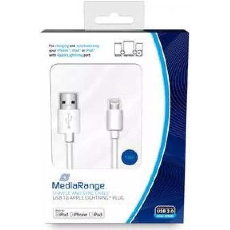 Lightning laidas MediaRange MRCS178 1 m Baltas