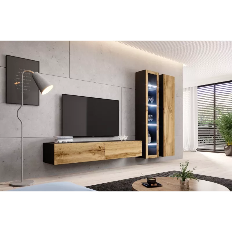 Cama TV Stand VIGO '180' 30/180/40 Juoda/wotan oak