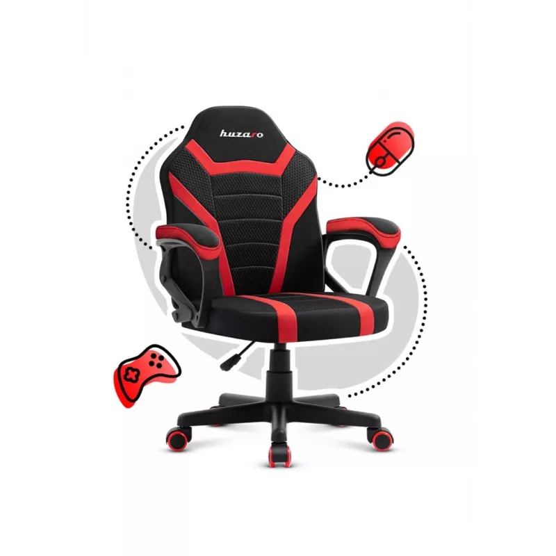 Vaikiška žaidimų kėdė Huzaro Ranger 1.0 Raudona Mesh, juoda, raudona