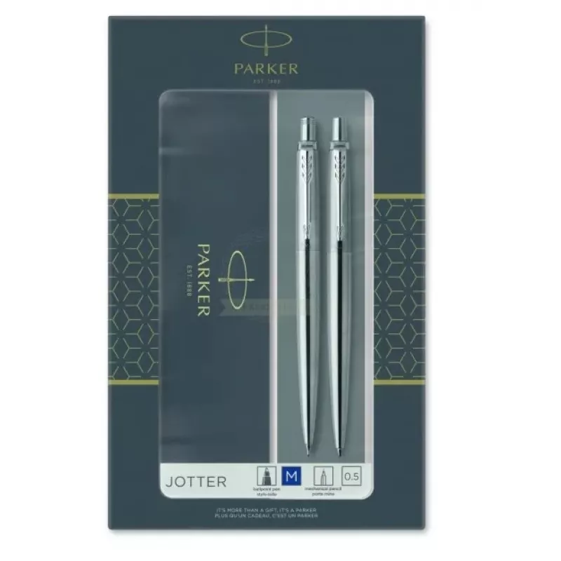 Tušinukas ir mechaninis pieštukas Parker Jotter Steel CT sidabrinis