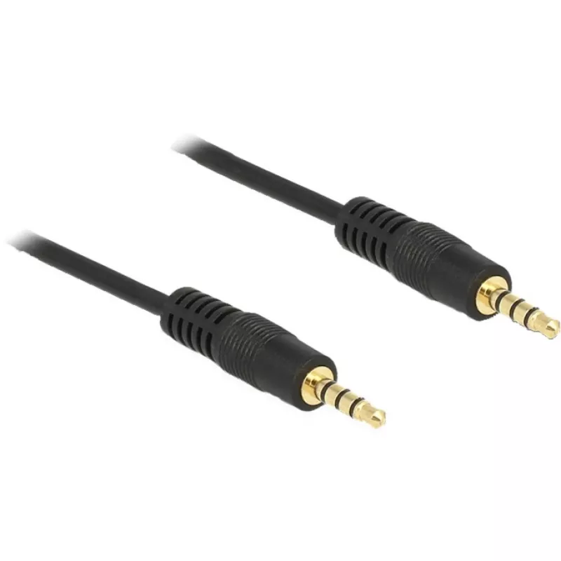DeLOCK - garso kabelis - 28 AWG - Mini-Phone 3,5 mm, 4 kontaktų (M) - Mini-Phone 3,5 mm, 4 kontaktų (M) - 5,0 m - ekranuotas - juodas (83438)