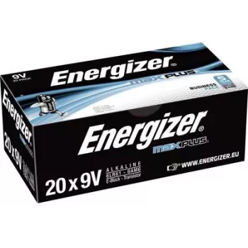 Energizer 9 V blokinė baterija, šarminė-mangano, Max Plus Industrial 9 V, 20 vnt. (E301323200)