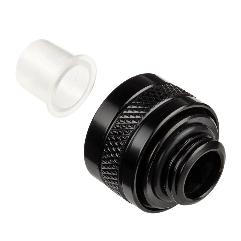 Jungtis Alphacool 17471 — žalvaris juoda, Ø22 mm, aukštis 20 mm
