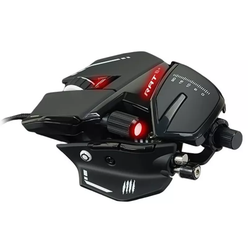 Žaidimų pelė Mad Catz R.A.T. 8+ — dešiniarankė, optinė, 16000 DPI, 11 mygtukų, USB Type-A, 145 g