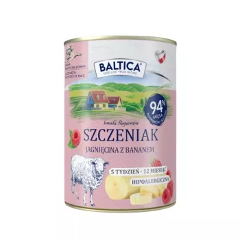 BALTICA regionalūs skoniai šuniukui ėriena su bananais – šlapias šunų maistas – 400 g