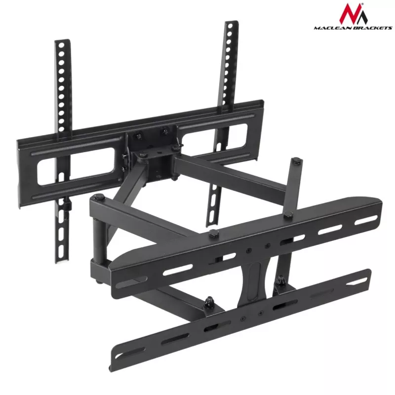 TV sieninis laikiklis MACLEAN MC-760 32–55 colių televizoriams, plieninis, VESA iki 400x400, 30 kg, juodas, 9,6–44,8 cm