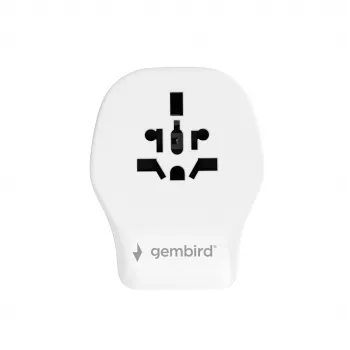 Sieninis kelioninis adapteris GEMBIRD TPA-1A2C20-02-W 20W — 1×USB-A + 2×USB-C, Type G kištukas, 100–250V, baltas