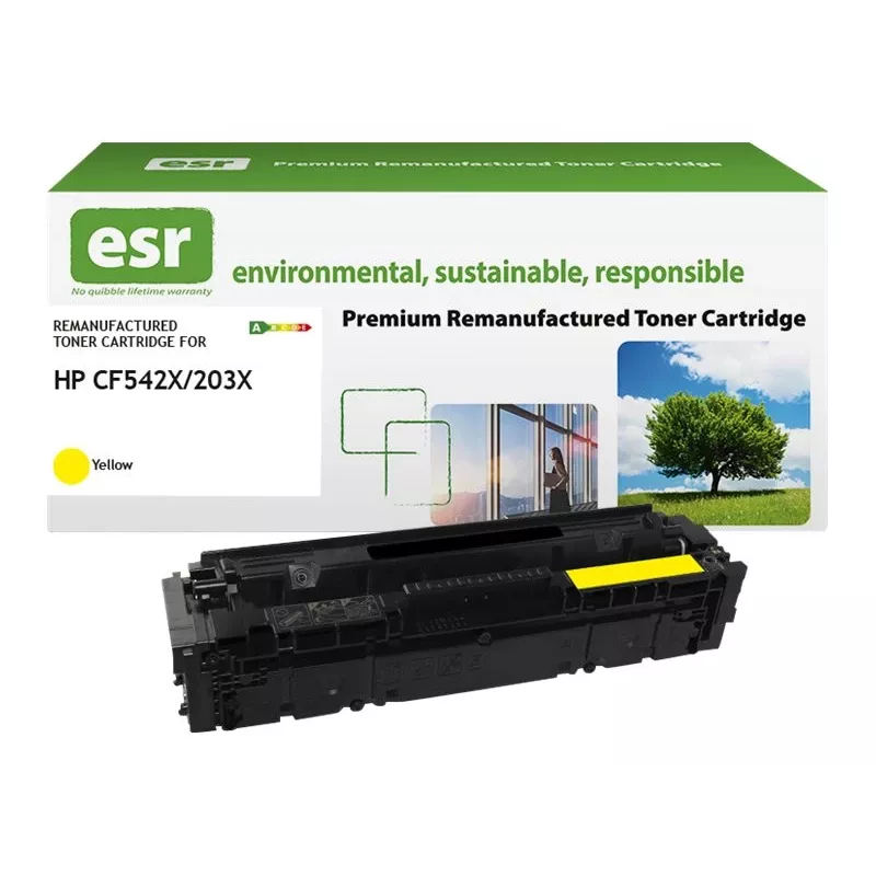 ESR dažų kasetė, suderinama su HP CF542X, geltona, didelės talpos, regeneruota, 2500 puslapių