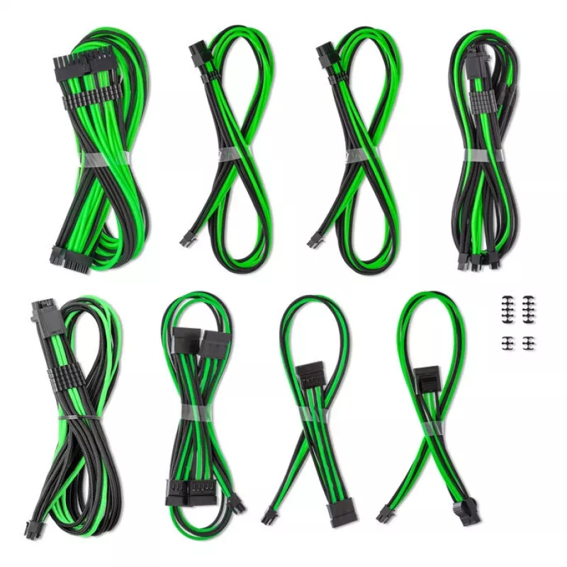 CableMod 12V-2x6 12VHPWR ModMesh kabelių rinkinys C-Series Pro, skirtas PCIe maitinimui CM-PCSR-16X2KIT-NKKLG-R-SS