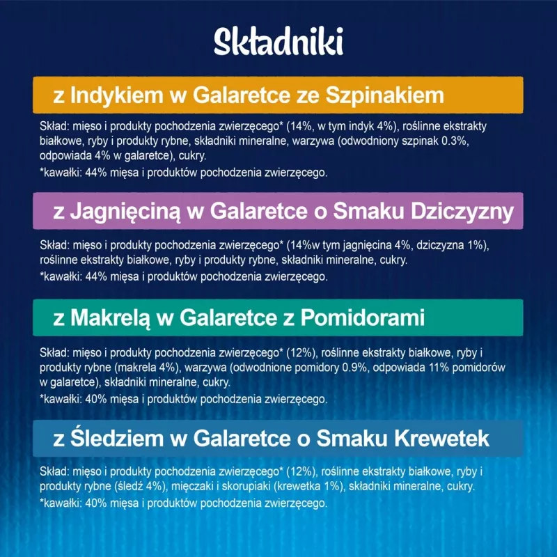 Purina Felix Sensations Mix šlapias kačių ėdalas, 12 x 85 g, kalakutiena, skumbrė, ėriena, silkė