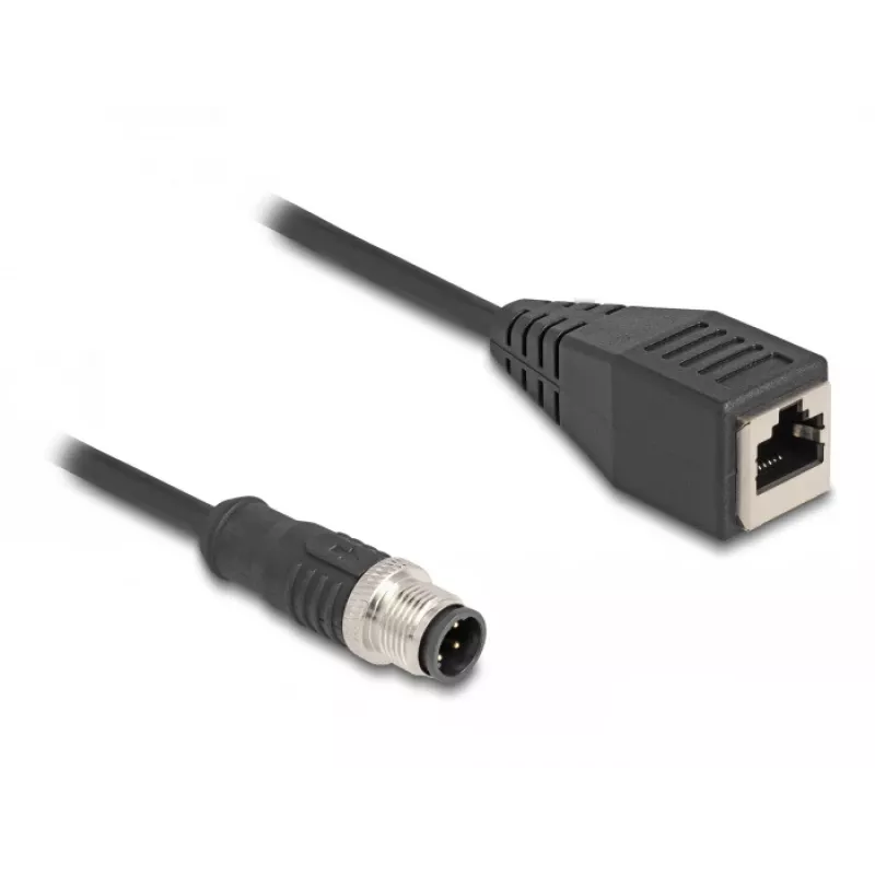 DeLOCK M12 adapterio kabelis D-koduotas 4 kontaktų kištukas į RJ45 lizdą 50 cm