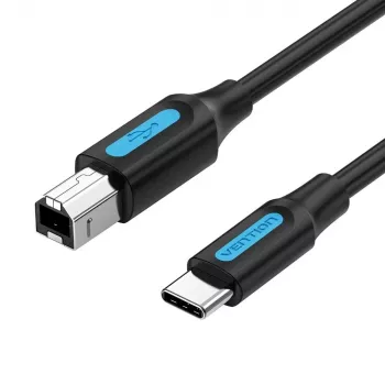 USB 2.0 spausdintuvo kabelis, tipo C kištukas į tipo B kištuką, 1 m